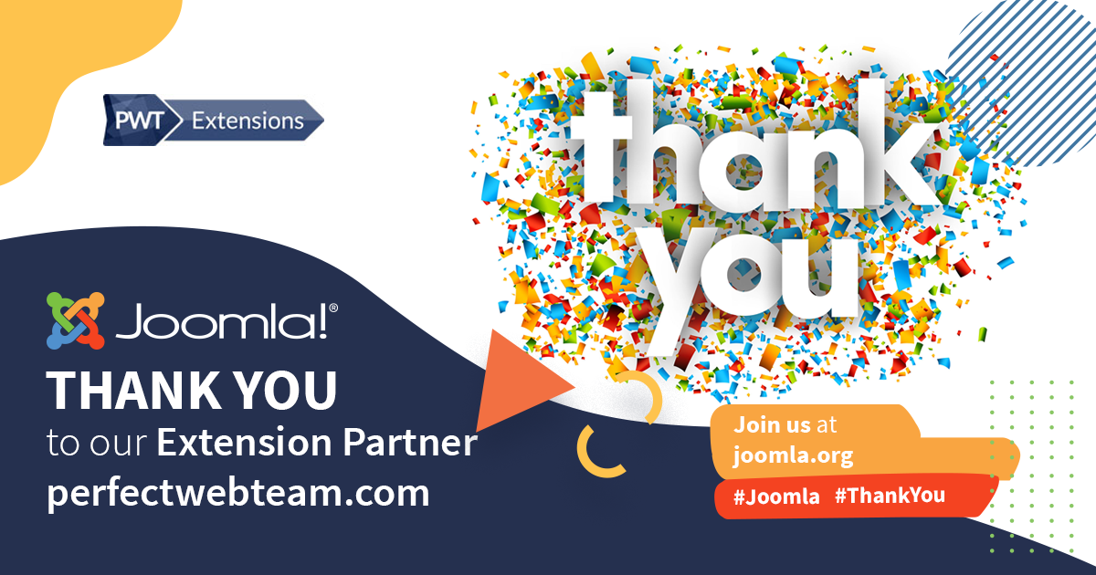 joomla's tweet image. A big shout out THANK YOU to our Extension Partner @PerfectWebTeam for your support! You guys rock! 
#Joomla #ThankYou #ExtensionPartner #grateful   
extensions.perfectwebteam.com