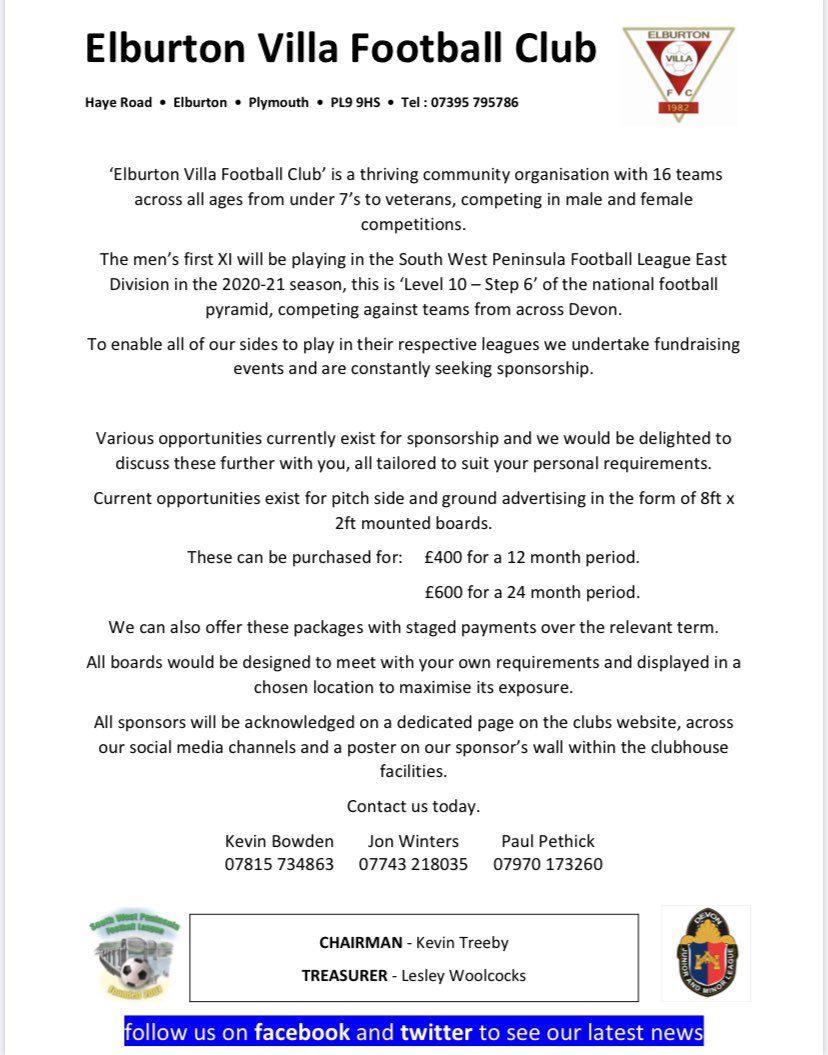 ElburtonVilla's tweet photo. Grassroots Football will soon be back....

If you would like to advertise your company and support your local football club as grassroots football makes its return please get in touch, we would love to hear from you and discuss some options

#UTV
🔴⚪️

Please Share https://t.co/ug9HyYWLyd