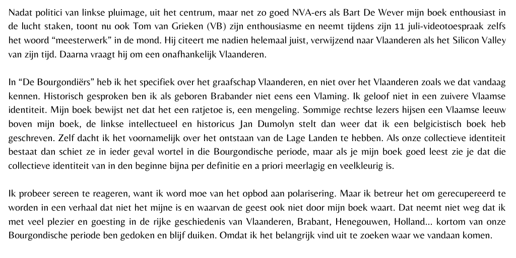 bartvanloo's tweet photo. Tom Van Grieken (VB) prijst mijn boek in zijn 11 juli-videoboodschap. Een korte reactie. https://t.co/8iG6MEZcaA