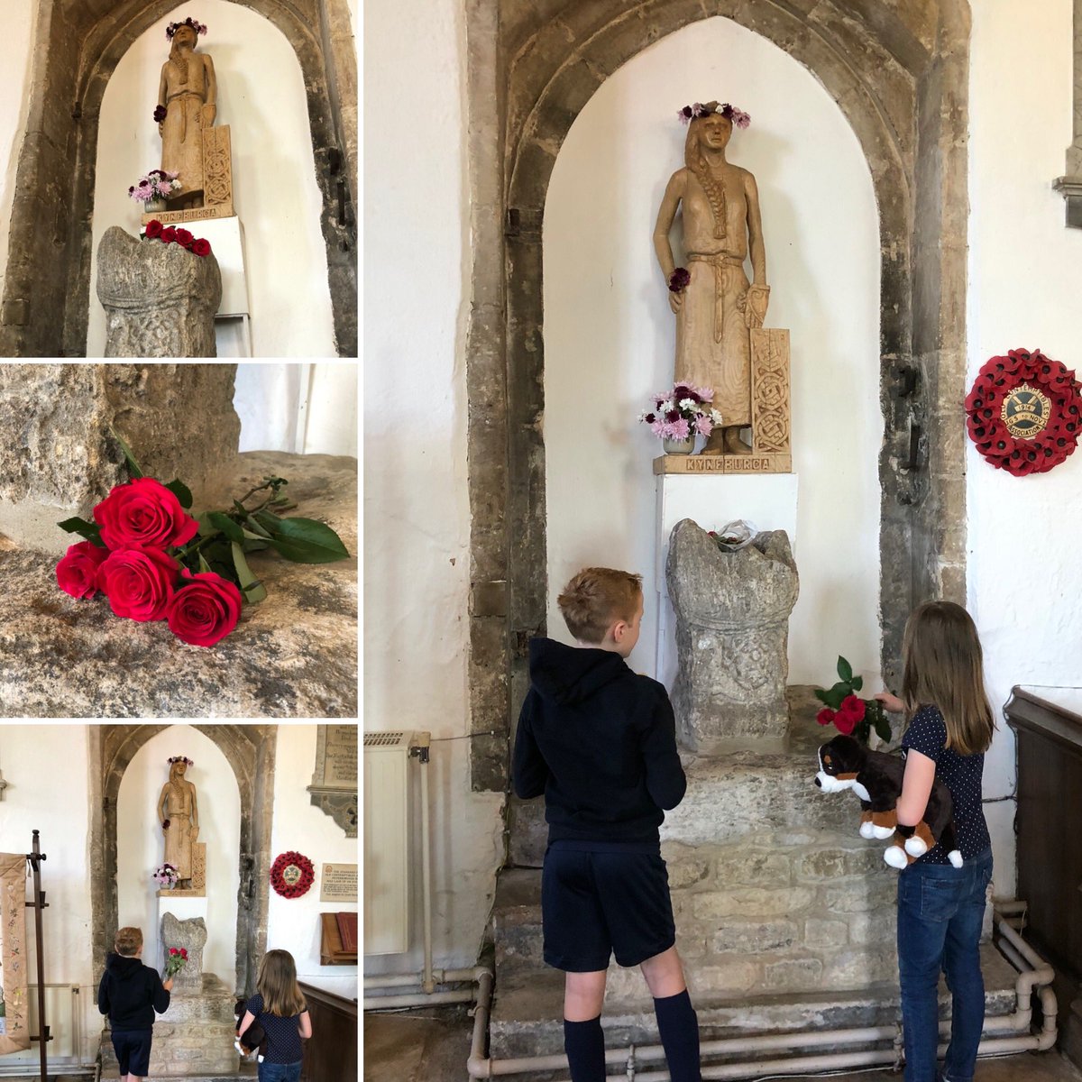 CastorChurch's tweet image. 🌺🌸🌼🌻🌹Sophie &amp;amp; Sammy were the first here this morning to lay flowers at our statue of St Kyneburgha, as we give thanks for her life and work.  
If your gardens are full of pretty flowers, why not pick a few and bring them to church this morning.  The church is 12noon
