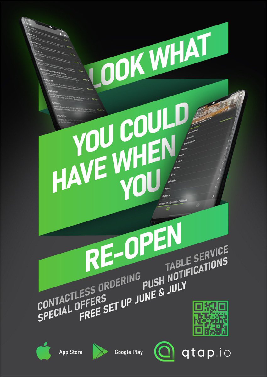 Get ready to reopen and make it even easier for customers to order and #StaySafe with QTAP!its FREE, you have full control of your menu, can offer table service at your premises and so much more!Get in touch to get set up.#cardiff #PubsReopening #coronavirus #WALES #Hospitality