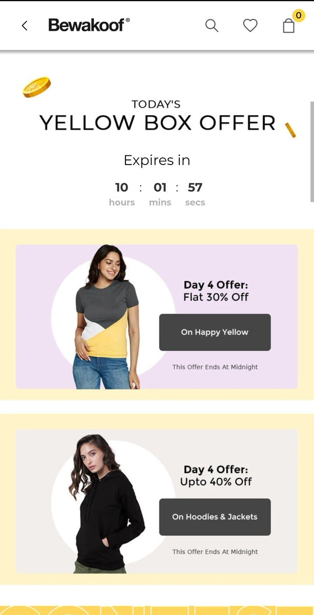 kasinathbhogadi's tweet photo. Guys Today's Yellow Box offers on @Bewakoof_IN
Flat 30% off on Happy Yellow
Upto 40 % on Hoodies & Jackets
.
Grab them before they are gone.
#TheYellowBoxSale
Also Participate in #CaptureTheYellowBox contest to win amazing vouchers https://t.co/jkWUGP7uZJ