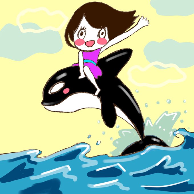 名古屋港水族館でシャチを見てきました✨ 
カッコ良いー!
#イラスト
#イラスト好きさんと繋がりたい 
#お絵かきさんと繋がりたい 