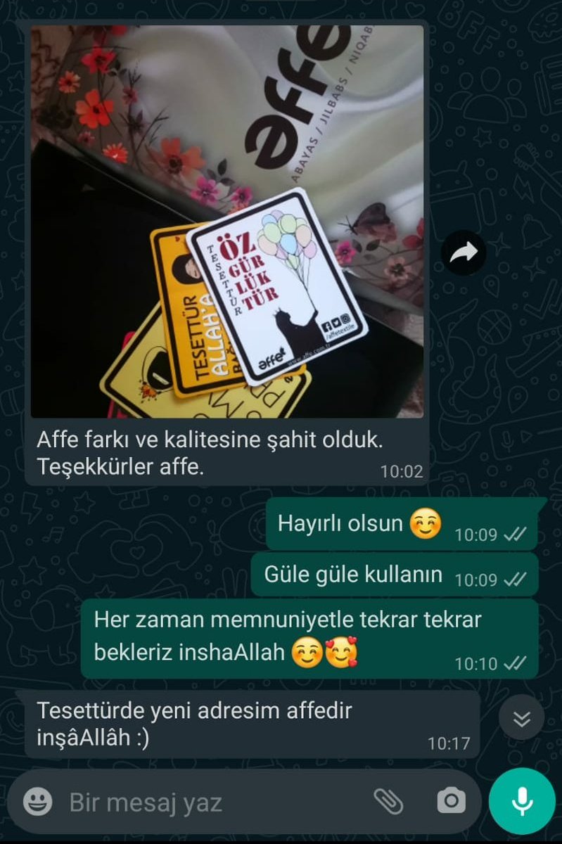 affetextile's tweet photo. Bizi bu güzelliklere ulaştıran Rabbimize Şükürler olsun 😊
.
Dalga Dalga yayılan Mutluluk 💗💗 AFFE 💗💗
.
#affe #affeniqab #affetextile #niqab #hijab #peçe #pece #esarp #çarşaf #cilbab #jilbab #memnuniyet #musterimemnuniyeti #elhamdulillah https://t.co/8v46mI7hKv