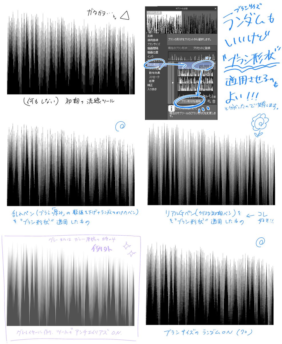 Yuta子 直線ツールはランダムon ツイートが好評で嬉しい限りですが 相互フォローの漫画家さんが 乱れペン をブラシ形状登録して適用 する方法をオススメしてくれたのでさらに検証したところ リアルgペン もきれいじゃない って発見したので共有 Yuta子 直線ツールはランダムon ツイートが好評で嬉しい限りですが 相互フォローの漫画家さんが 乱れペン をブラシ形状登録して適用 する方法をオススメしてくれたのでさらに検証したところ リアルgペン もきれいじゃない って発見したので共有