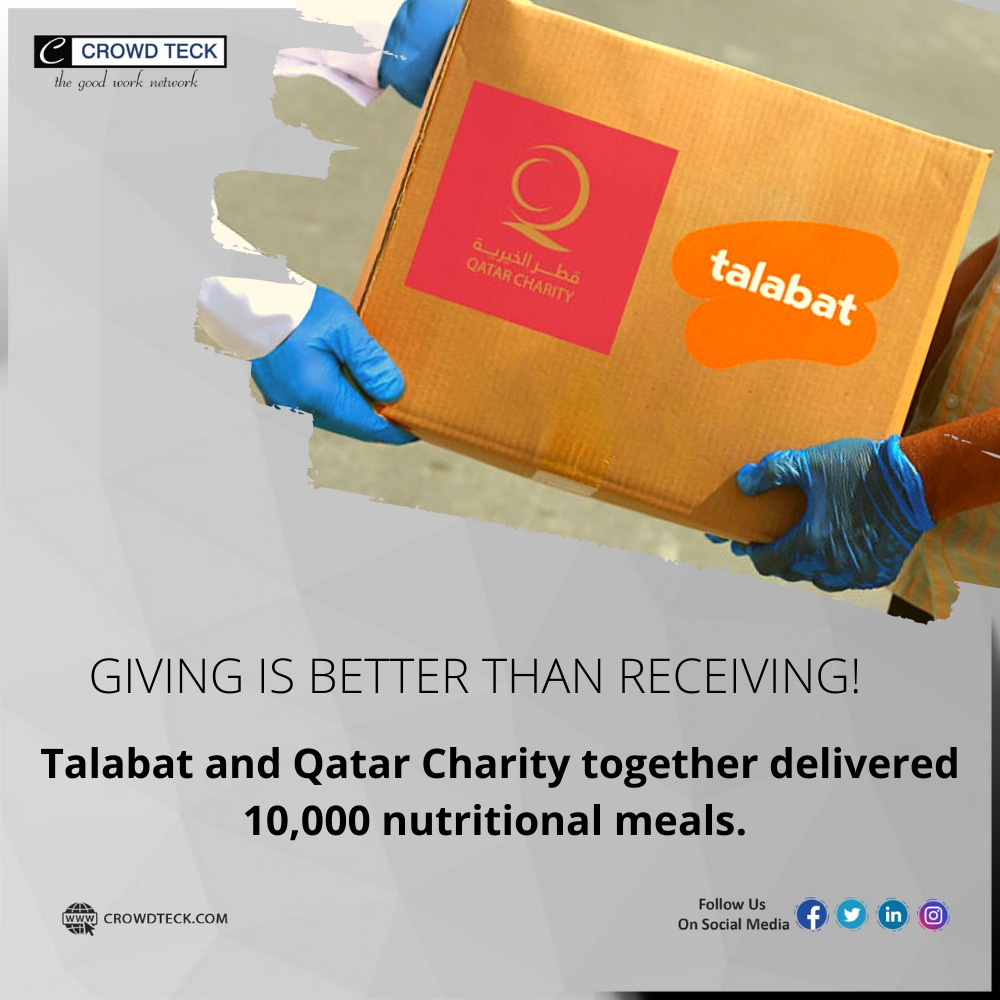 Crowdteck_CSR's tweet photo. Talabat and Qatar Charity together delivered 10,000 nutritional meals......
Read the full article...
https://t.co/pBNggwotnX
.
#talabat #QatarCharity #crowdteckcsr #COVID19 #GoodWorknetwork #CSR #corporatesocialresponsibility #crowdteckcsr #beinghuman #Doha #qatarnews https://t.co/3V5G7XhEJn