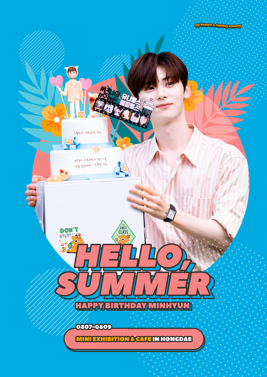 fantasy_scenery's tweet photo. Birthday Project #1
with @myheaven0809

-

𝙃𝙀𝙇𝙇𝙊, 𝙎𝙐𝙈𝙈𝙀𝙍🌴

Mini Exhibition &amp; Cafe

▫️DATE : 08.07-08.09
▫️PLACE : 홍대 애프터눈카페

RT해주시는 분들 중 2분을 추첨하여 선물을 드립니다.

#안녕_여름아
#민현이와_함께라면_더위도_별거아냐 https://t.co/cKBg5y5ivA