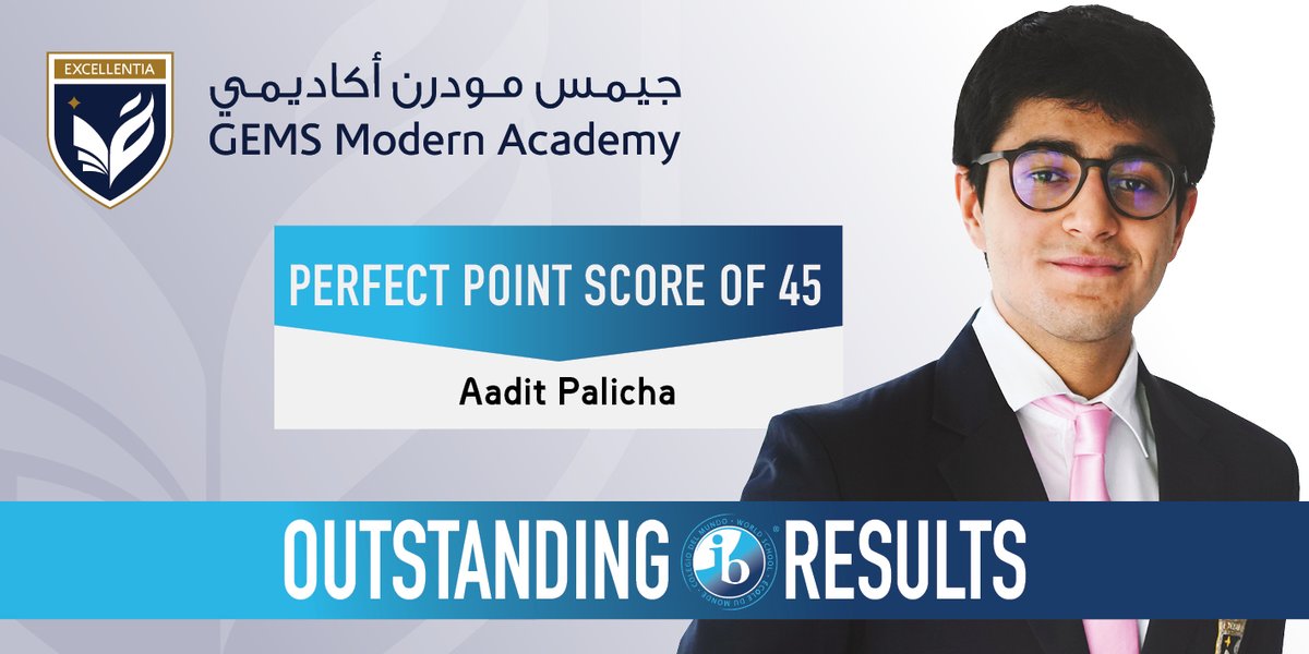 "Receiving my results was surreal. It’s an awesome feeling for the effort to have paid off. My teachers guided me and my peers through the IB course and that was critical to our success.” Aadit Palicha from <a href="/DxbModern/">GEMS Modern Academy</a> on scoring a perfect point score of 45 in #IBDPGraduation