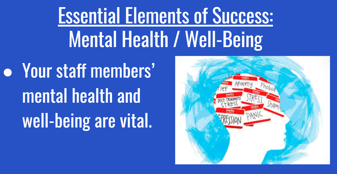A reminder as we prepare for September:

Plan to address SEL and the mental health of our students
AND
our staff, faculty and administration!

NO ONE is beyond being impacted by the pandemic.

Image is from my recent keynote: