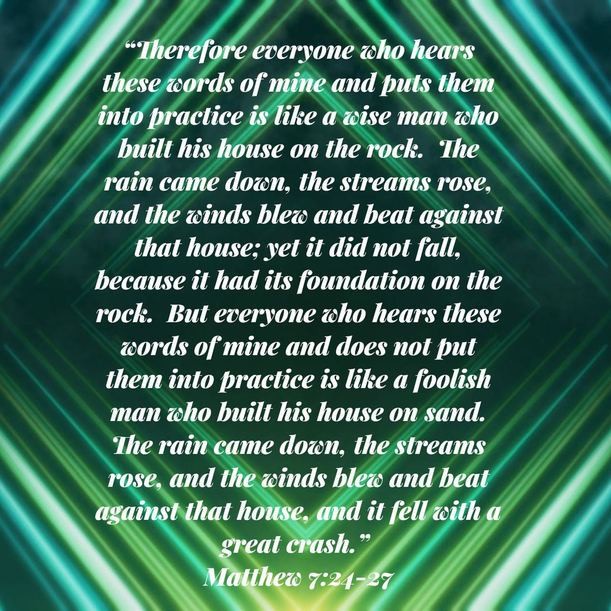 RossPitts2's tweet photo. “Therefore everyone who hears these words of mine and puts them into practice is like a wise ma…
https://t.co/gWrXmJfEMk https://t.co/I6bdbzDiNH