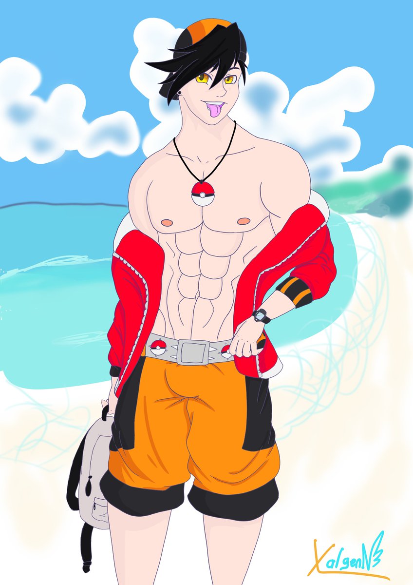 XalgenN's tweet photo. Gold is enjoying the beach 😋 
(don't mind this awfull background 😅)
•
•
•
•
•
#drawing #mangastyle #Pokémon #Gold #PokemonTrainer #HeartGold #SoulSilver #SummerVibes #GayArt #gayartist  #NsfwArtist https://t.co/n8DaDtPsCh