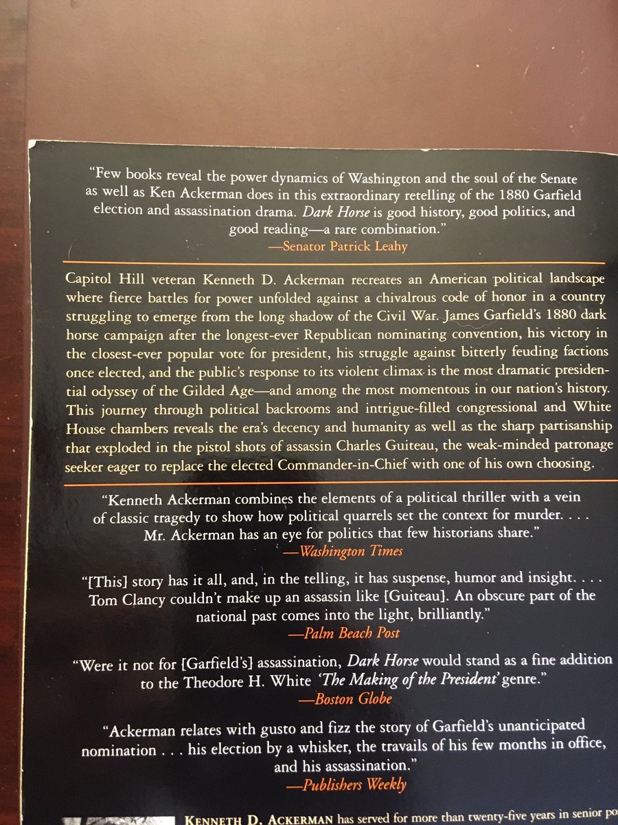 Suggestion for July 12 ....Dark Horse: The Surprise Election and Political Murder of President James A. Garfield (2003) by Kenneth D. Ackerman.