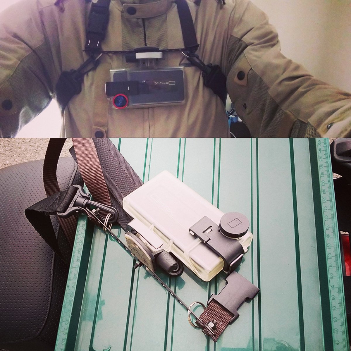 exmaruisu's tweet image. iPhone4がアクションカメラになる #optrix のケース。防水で広角レンズ付いててこのまま操作出来る優れもの。ジェットヘルに変えて使ってなかったけど、先日以前撮った動画を久々に上げたんで思い出したように #手作りチェストマウント を試す。
#そこそこ撮れてた #走行動画
#こんな中隙を突けた