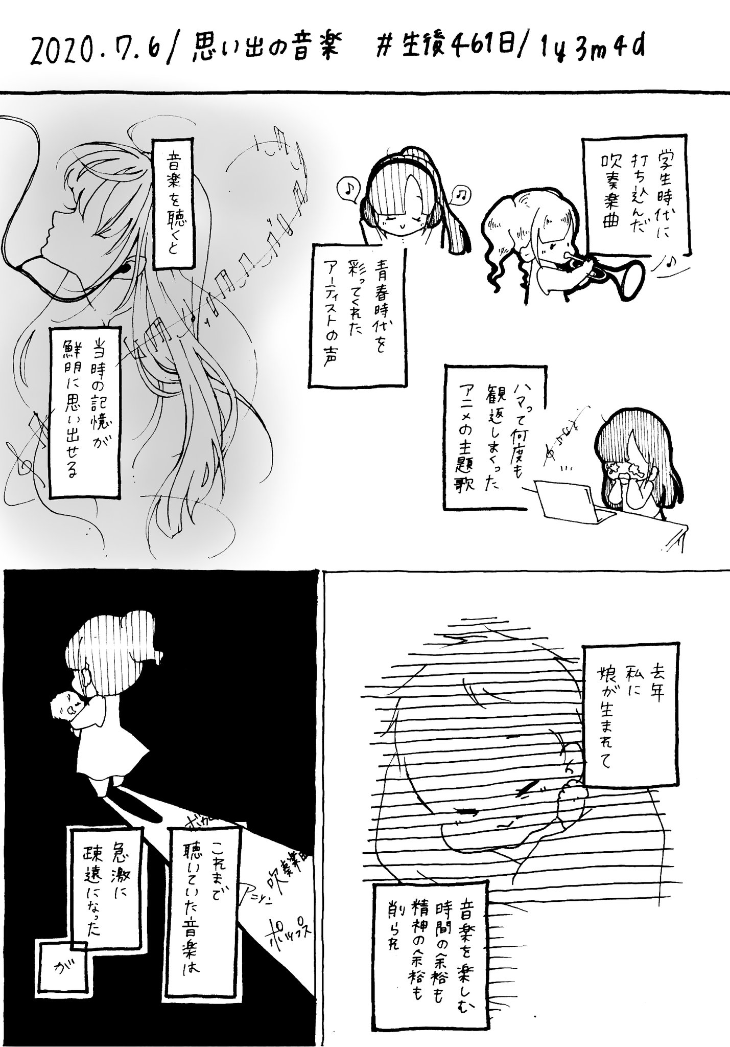 みん 2y3m娘 妊娠 育児漫画日記 7 6 何かを思い出すのって 視覚より嗅覚より 私は聴覚派なので 育児漫画 育児日記 1歳児 1歳 音楽 Eテレ Nhk おかあさんといっしょ みいつけた みんなのうた いないいないばあ ガラピコぷー 育児