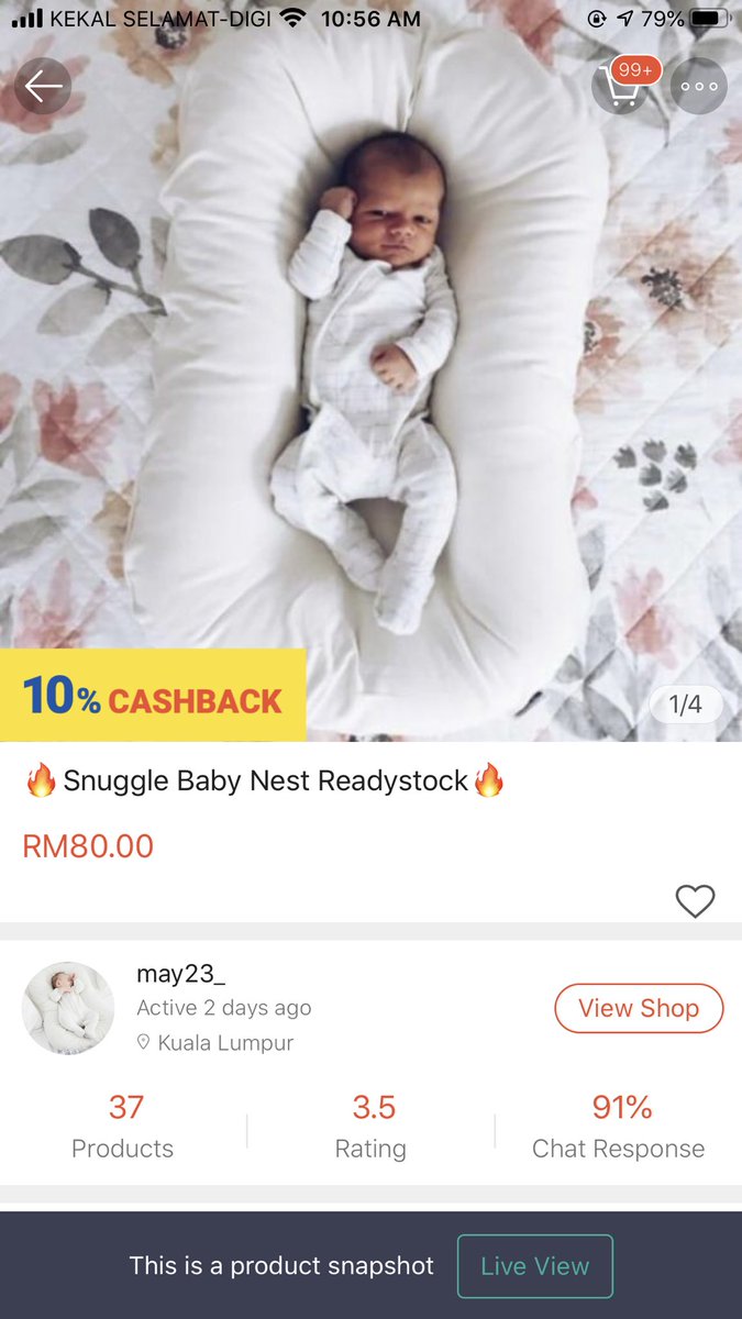 Ni antara snuggler yang termurah la abad ni RM80 je sbb dia plain x de alas x de warna tapi aku beli jugak, saja nk merasa tengok mcm mana bentuknya bila kat baby. Okay je cuma pakai dalam waktu singkat. Dua bulan gitu je pastu anak aku dah pandai meniarap dah bye bye la benda ni