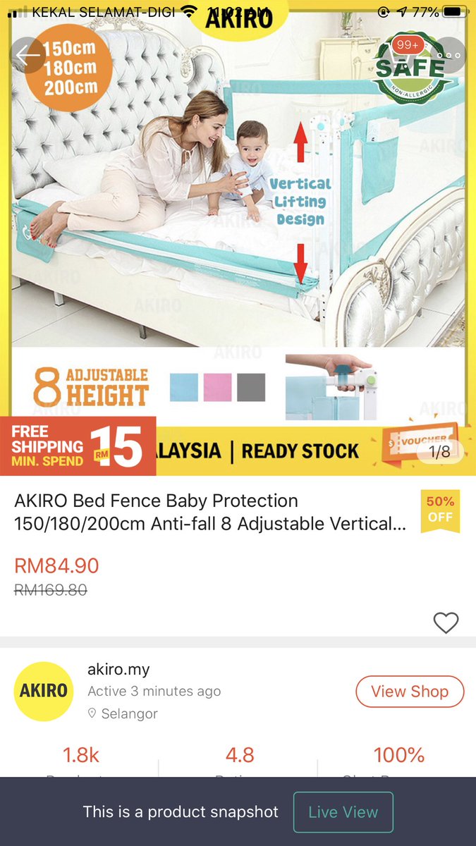 aku bukan mcm elfira loy, anak jatuh pastu x tau nak buat apa siap masuk rotikaya. aku seorang mak yg efisien. beli terus guard katil ni. good investment utk ygtak pakai baby cot. 5 bintang