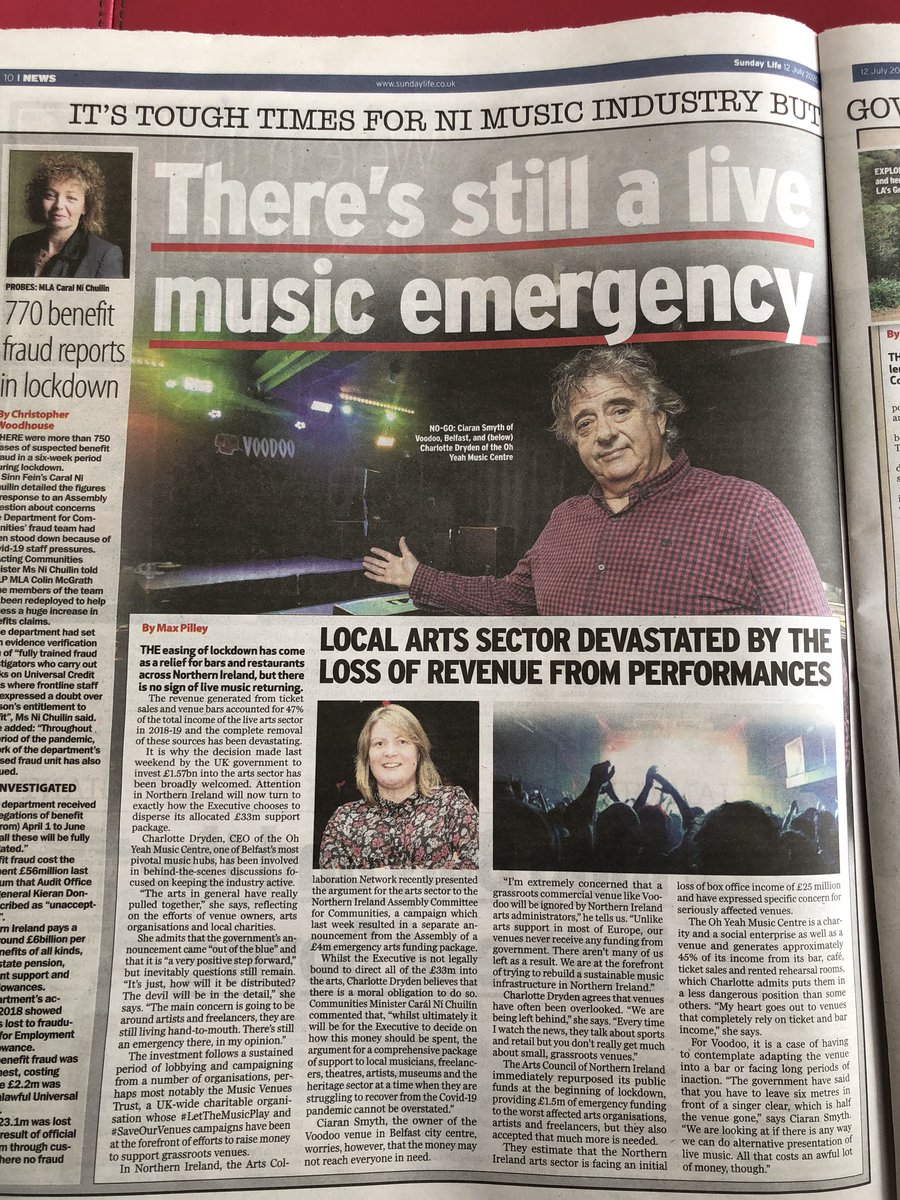 I’m in the paper! My piece about the emergency in the NI live music industry in today’s @TheSundayLife.