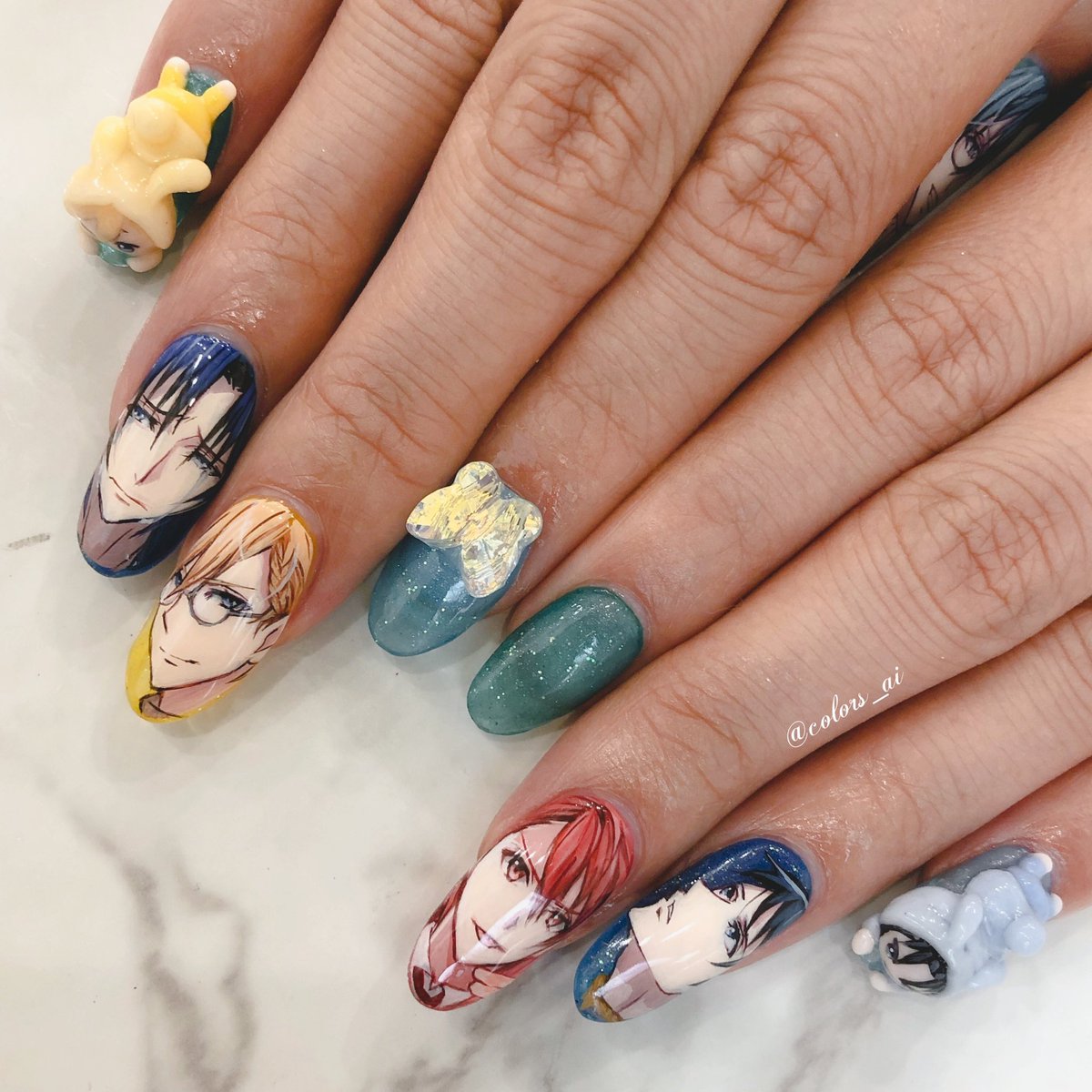 ハイキュー お客様オーダー ハイキュー 月島蛍 天童覚 痛ネイル キラキラの学校カラーと Color Sすずきあいのイラスト ハイキュー お客様オーダー ハイキュー 月島蛍 天童覚 痛ネイル キラキラの学校カラーと Color Sすずきあいのイラスト