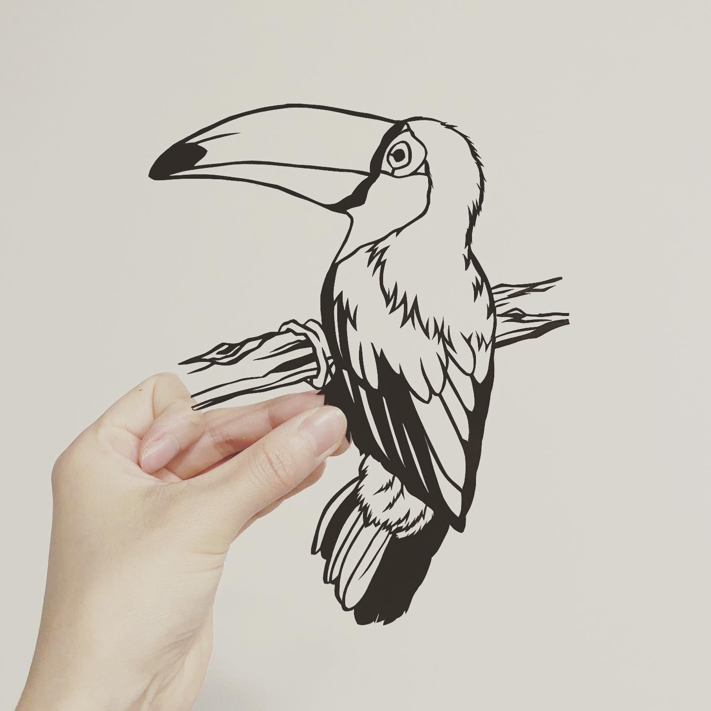 日本画で描くオニオオハシ　水彩画　水墨画　　絵　鳥　オオハシ　絵画　インテリア 日本画で描くオニオオハシ 水彩画 水墨画 絵 鳥 オオハシ 絵画