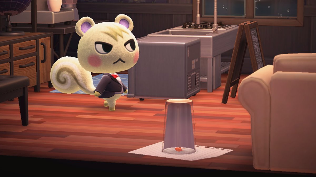 achlohen's tweet photo. i gave him a double door fridge n he decided to display a flea instead... #AnimalCrossing #ACNH https://t.co/PgsqyY3dcS