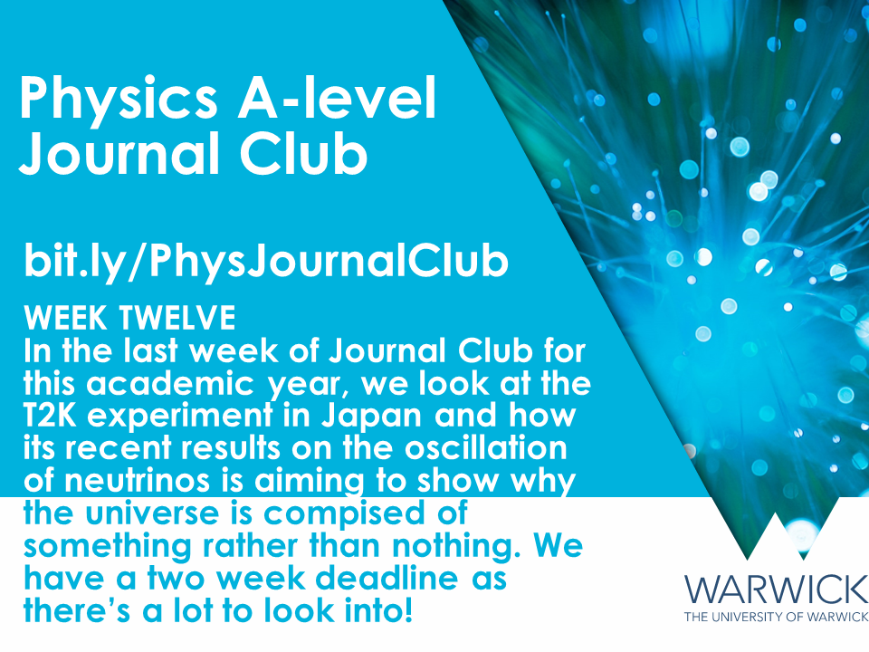 physics_journal's tweet photo. WEEK TWELVE: In our last Journal Club of this academic year we look at recent results on the foundations of the universe from the T2K experiment in Japan, with help from our very own Prof. Gary Barker who's been involved in the project https://t.co/npB6AfP8dT https://t.co/t1nmipM2Zq