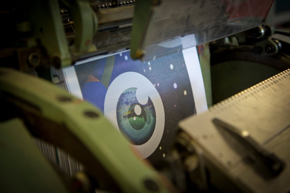 lazerian's tweet photo. Behind the scenes look of the official hard back publication for the international Gerald exhibition being printed &amp; produced. The 120 page book is packed with quality images &amp; information of every Gerald involved. Available to buy here https://t.co/c9HIlCHnGU
#designpublication https://t.co/ceBPNXzild