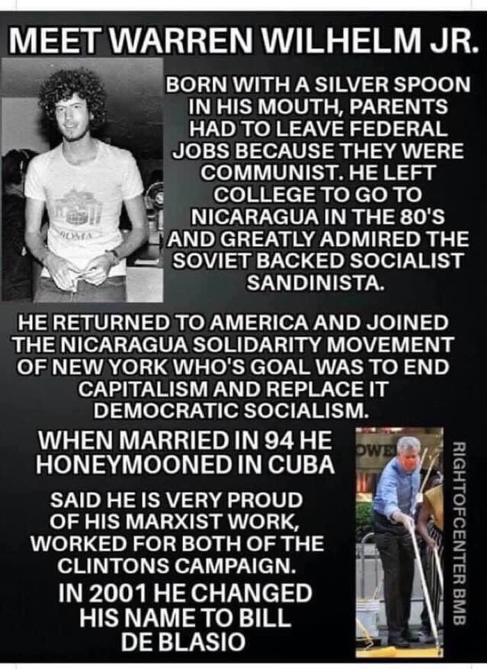 silvermanmarkj's tweet photo. I fact checked this about Bill De Blasio per snopes and they’re a liberal site. It’s true.  Holy crap!  I knew it!! RT and get the word out https://t.co/x0gqhB7EzQ