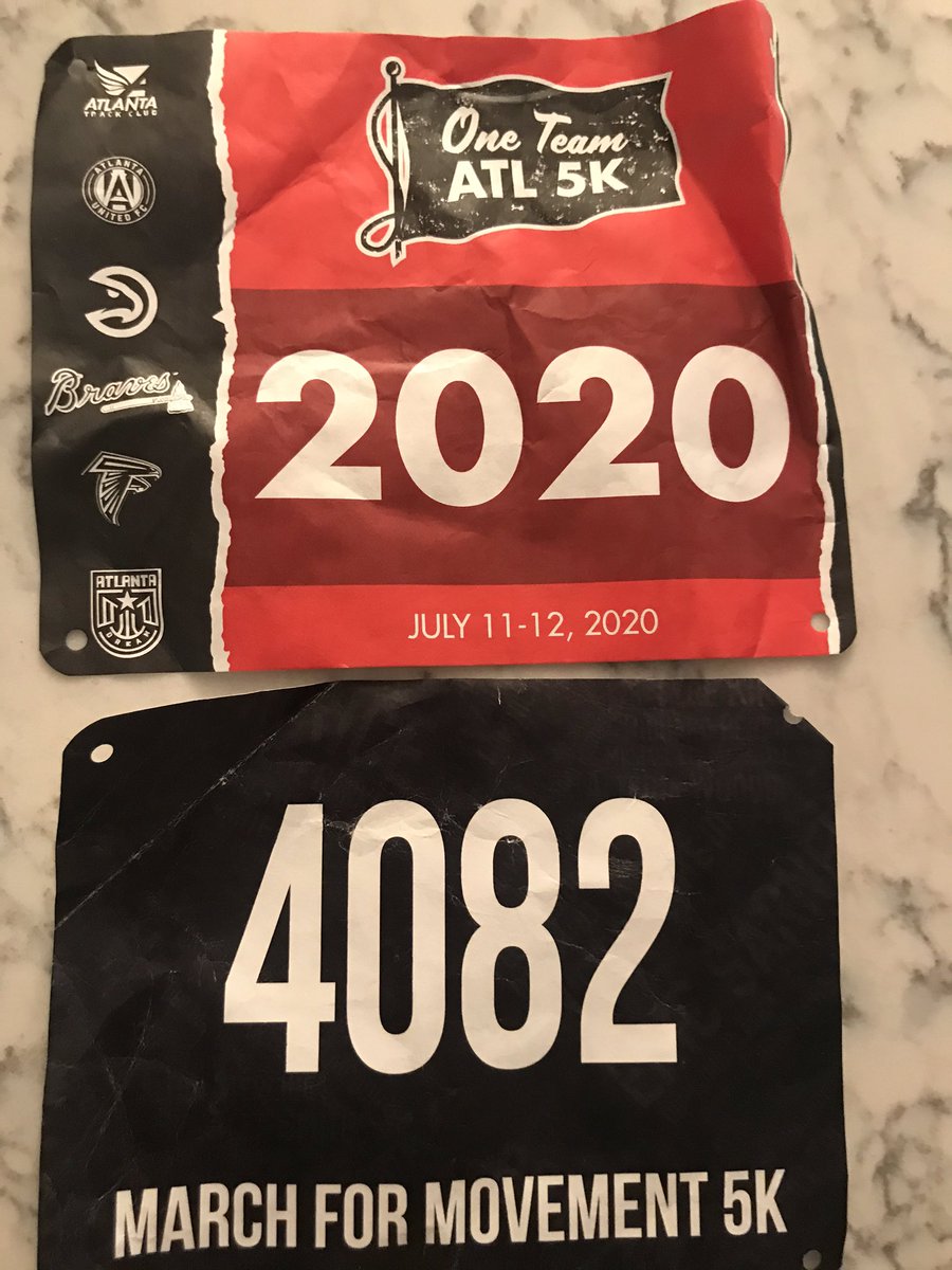 susangbarber's tweet photo. Two virtual races in the last two weeks. Today - #OneTeamATL5k raising money for the National Center for Civil and Human Rights and last week - #MarchForMovement raising money for charitable organizations supporting Black lives and communities. https://t.co/AdWW3jQBN1