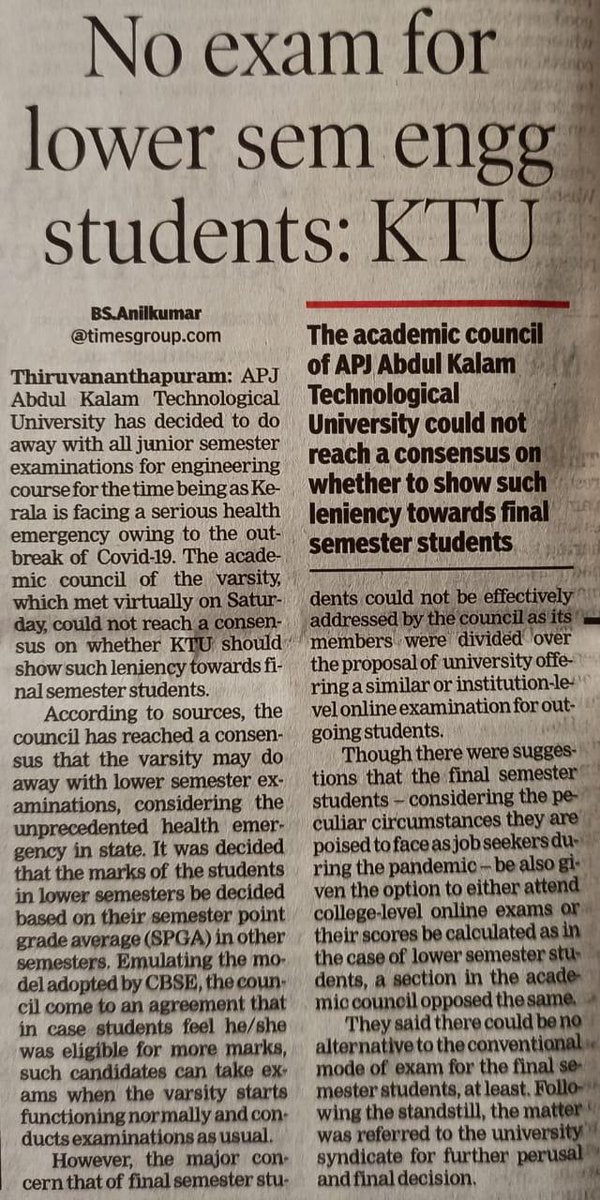 shrmmer's tweet photo. If KTU can, why not CUSAT... do they have some insidious motives???
#noexamcusat 
@HRDMinistry 
@ANI 
@cpimspeak 
@nidhiindiatv 
@ShashiTharoor https://t.co/oqLFnL1OrY