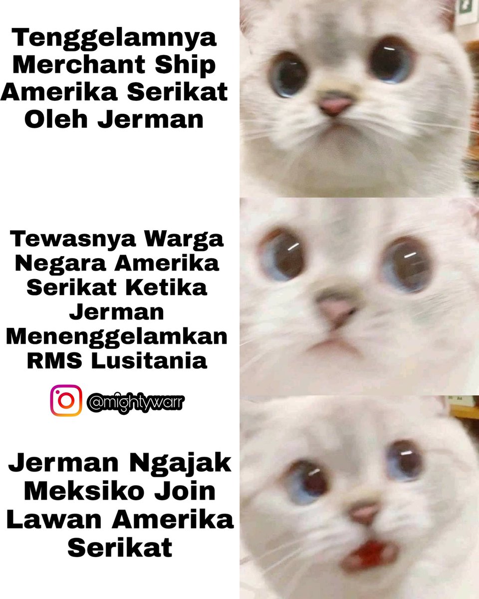 MightyWar3's tweet photo. Whoof, taskata!
#perangduniapertama #perangduniai #perangdunia #pertempuran #perang #jerman #amerika #amerikaserikat #meksiko #kapaltenggelam #kapaldagang #infosejarah #memefacebook #memeindonesialucu #memeindonesia #memekocak https://t.co/ylRmE76NvK