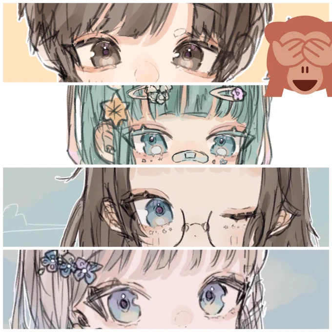 1番上だけ他垢から何も考えずに塗ると青寄りが多いんだなって思った
 #目だけでフォロワーさんを惚れさせる 