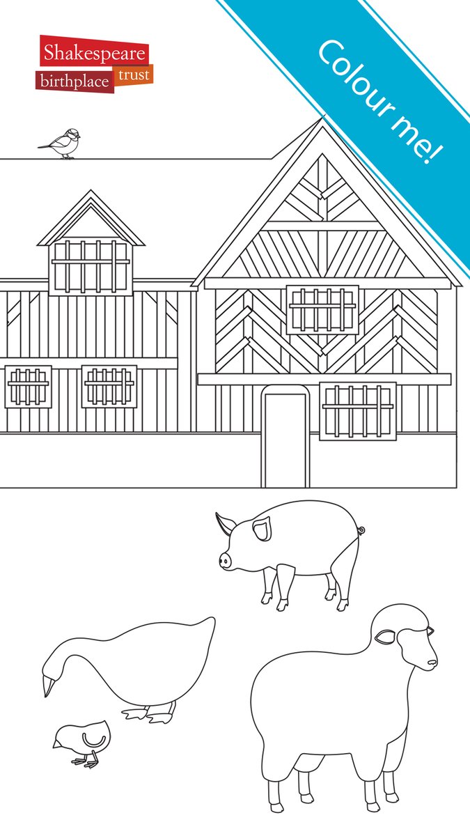 Colour Mary Arden's Farm! Screenshot this image to decorate on your mobile, or print a range of designs from our website. Send us a snap so we can see your creation 🎨  bit.ly/2JQ5oD4 #ShakespeareFromHome