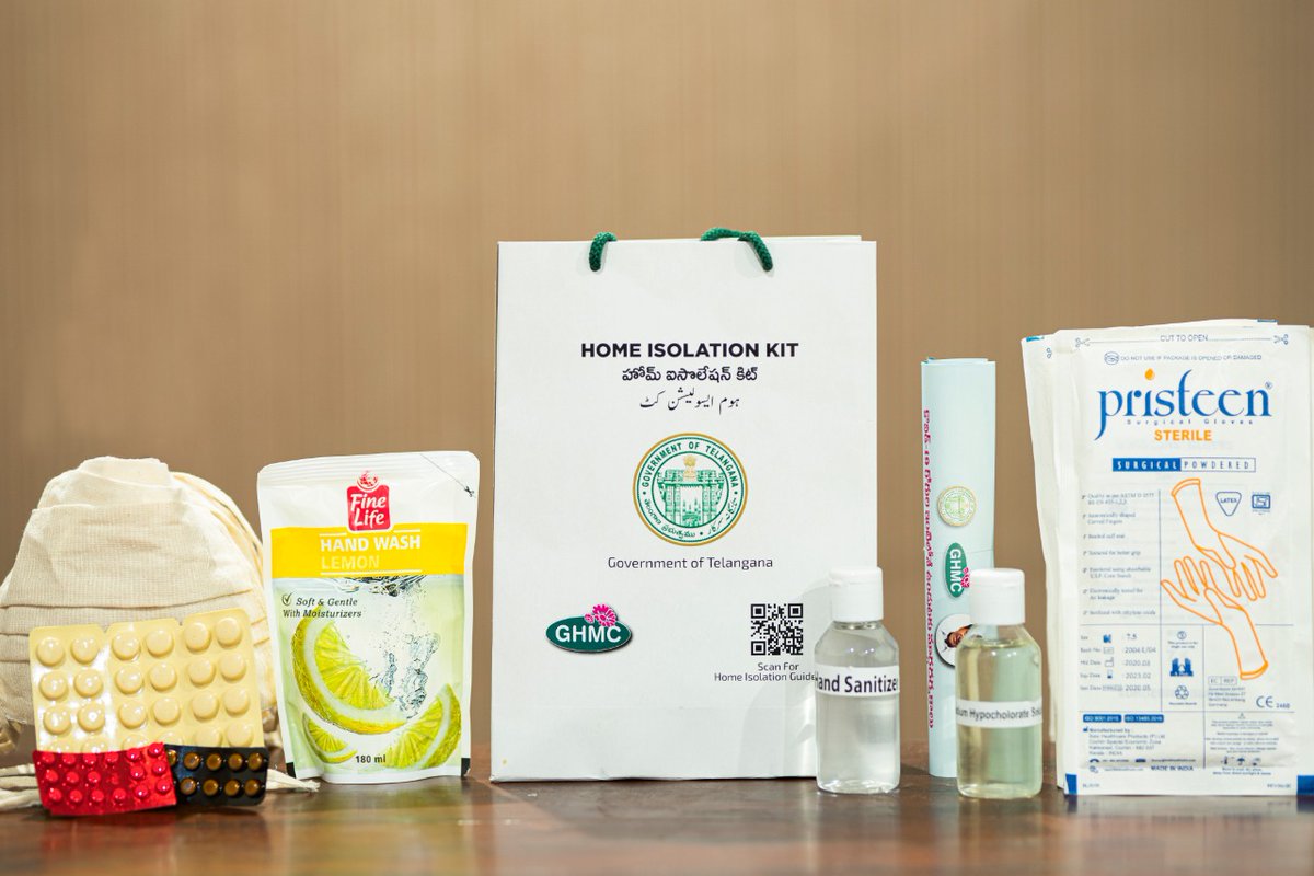 DigitalMediaTG's tweet photo. Telangana government is providing free Home Isolation Kits for #COVID19 patients who are in home isolation. These kits contain all essentials like medicines, masks, hand wash, sanitizer, gloves and also a booklet with home isolation precautions.
#TelanaganaFightsCorona https://t.co/I7P9ZSNygn