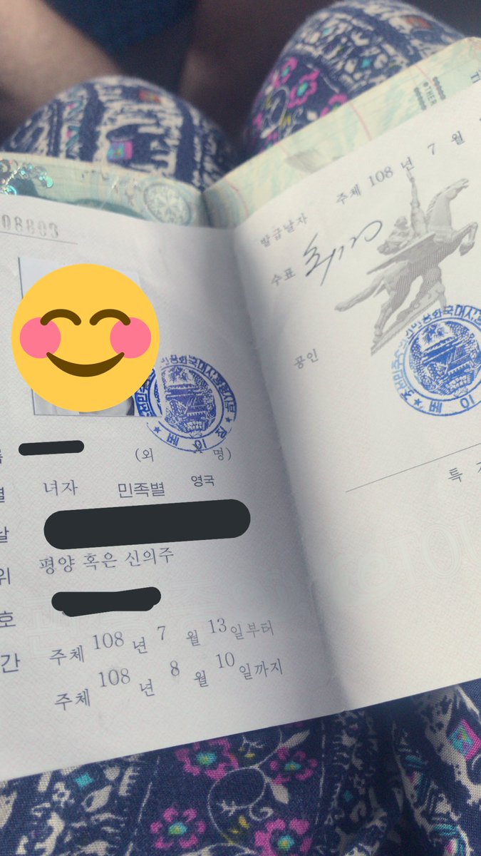 Photo of my tourist “visa” card that covers my stay in the DPRK.