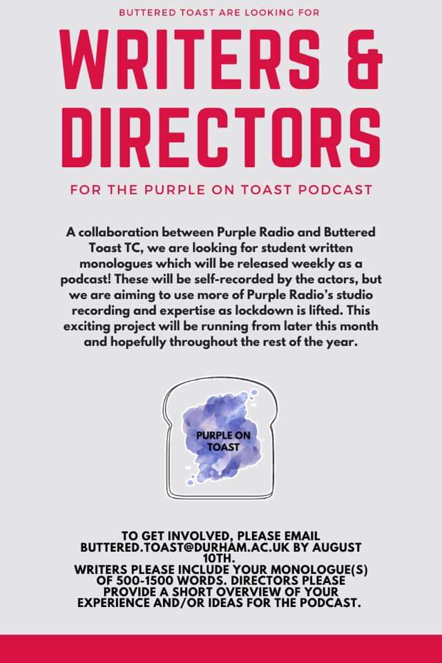 We are now looking for monologues for our new podcast, Purple On Toast