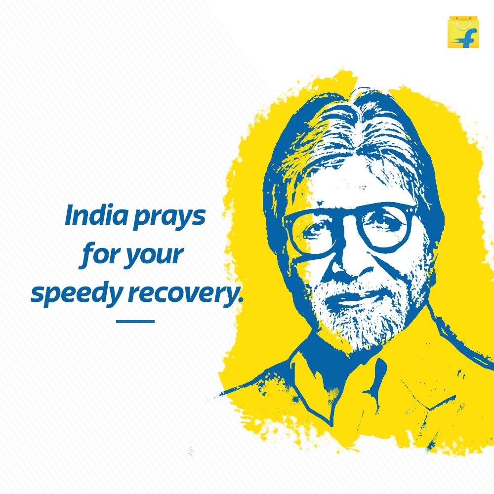 Flipkart's tweet photo. We wish for the speedy recovery of India's beloved icon and all those affected by COVID 19. https://t.co/OtgvP31wVr
