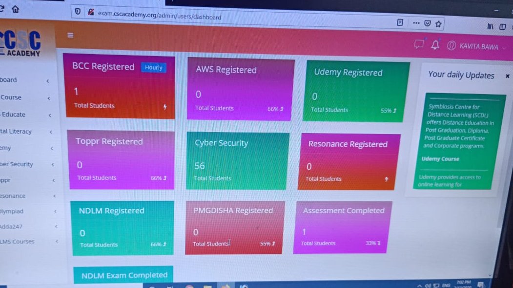 KAVITABAWA4's tweet photo. 56 cyber security registration done by me today
#CSCBalDiwas  
@Nitinbhatt1106 
@CSCUttarakhand 
@academy_csc 
@LalitBoraCSCUK 
@dintya15 https://t.co/aJcZM1Q2KX