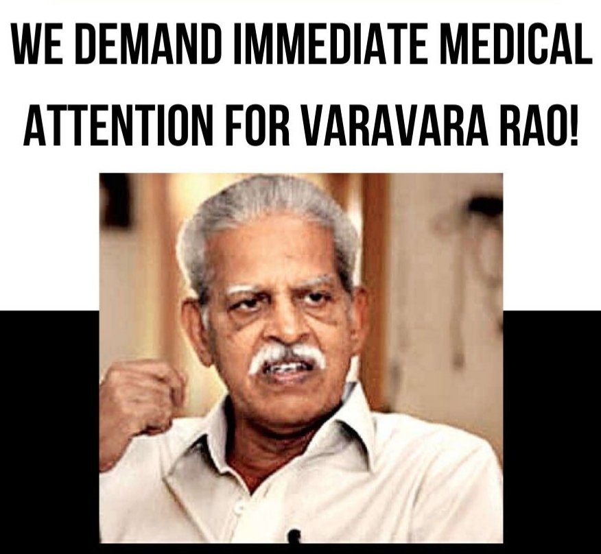 sajayak's tweet photo. # free VARAVARA RAO
@PMOIndia
@HMOIndia @CMOMaharashtra @OfficeofUT @NIA_India @TelanganaCMO https://t.co/7y3NphlU0Q