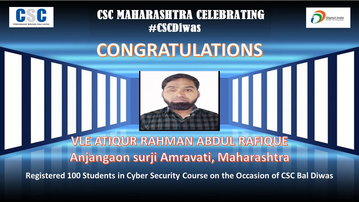 APmgdisha's tweet photo. #CSCBalDiwas 
VLE ATIQUR RAHMAN ABDUL RAFIQUE AT.NARAYANPUR, POST, KAPUSTALNI,tq; anjangaon surji district: Amravati registered 100 Student in Cyber Security Course on the Occasion of CSC Bal Diwas.
@CSCMaharashtra

@MhAmravati 
@cscamravati1  
 
@CSCegov_

@dintya15 https://t.co/TGboVhWm5x