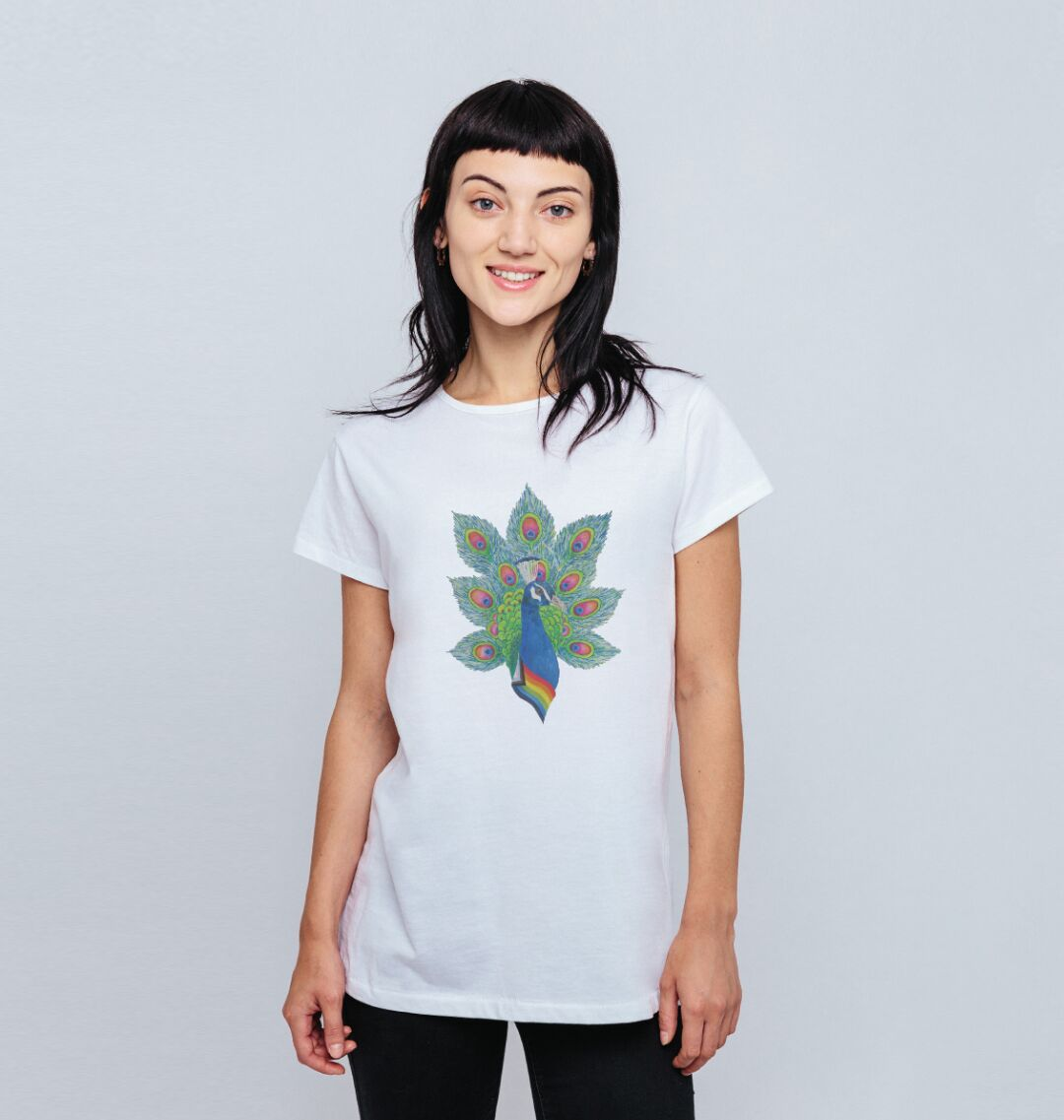 'Pride Peacock', my latest 'Morris Birds' design is now available on t-shirts and tote bags from morrisbirds.teemill.com 

Whilst sadly my Morris side wont be dancing at @IWPride this year, the birds will be shaking their tail feathers on our behalf!

#MorrisBirds #Pride