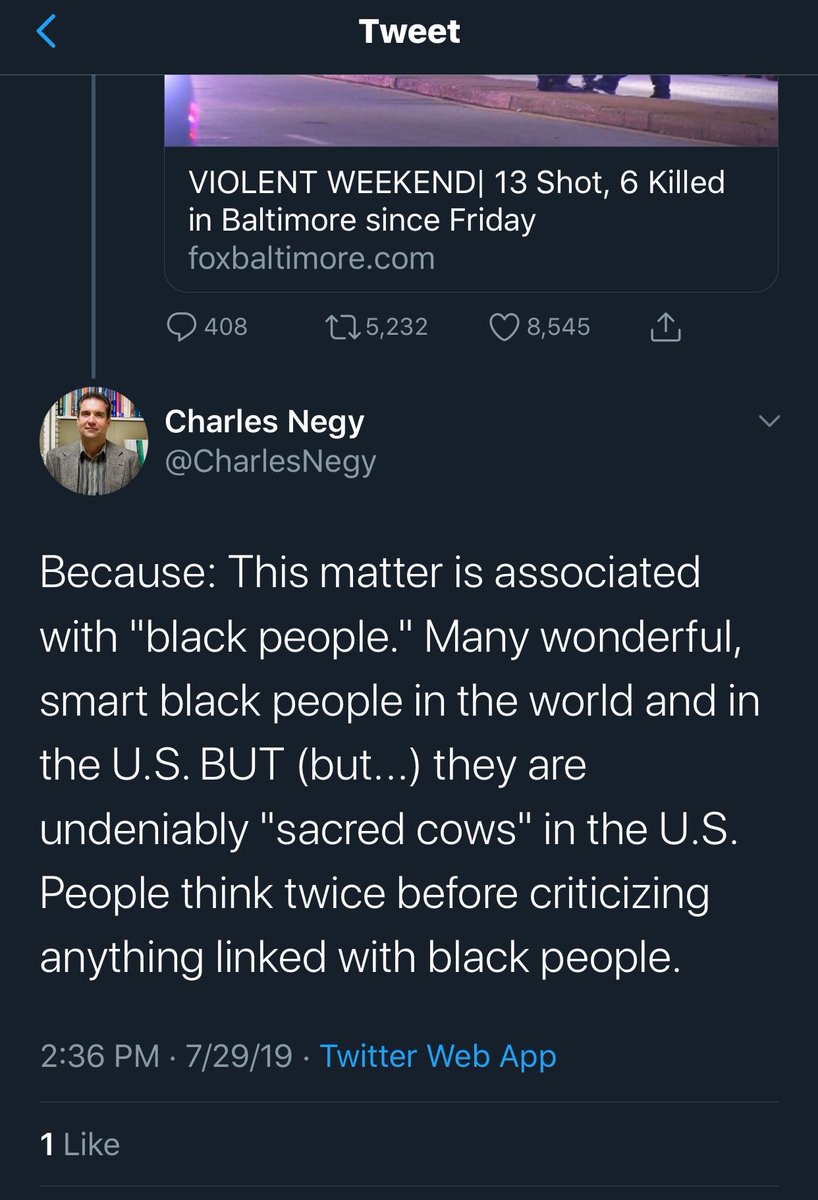 All three of these tweets directly correlate with Dr. Negy’s book (page 27) where he asserts that minorities have become “sacred cows” because we can’t criticize or offend them, which he is claiming is “black privilege”.