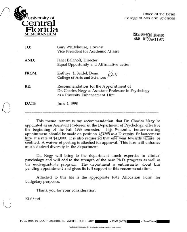 Dr. Negy repeatedly chastises any institution, including his own, for valuing diversity, specifically in hiring practices + admittance, yet he himself was a “Diversity Enhancement hire” at  @UCF according to his CV... how ironic