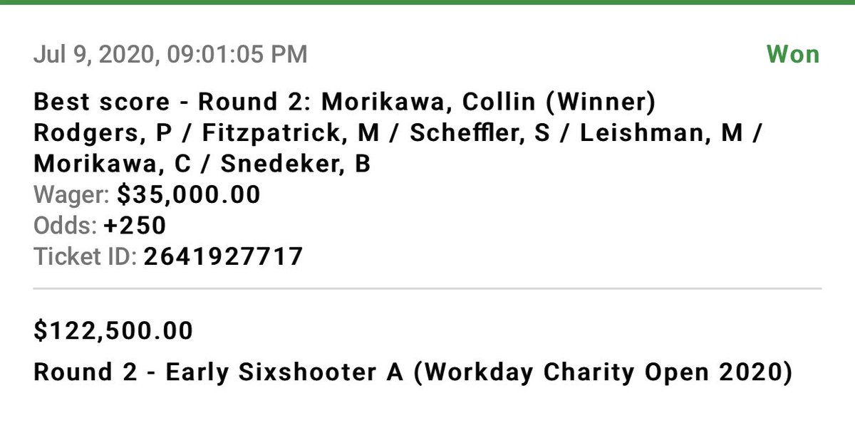 CashoutKingJJ's tweet photo. Collin Morikawa is my HERO

($1.1 MILLION)

What a fucking rush 

What a fucking day

Love you all https://t.co/CXljyxLisP