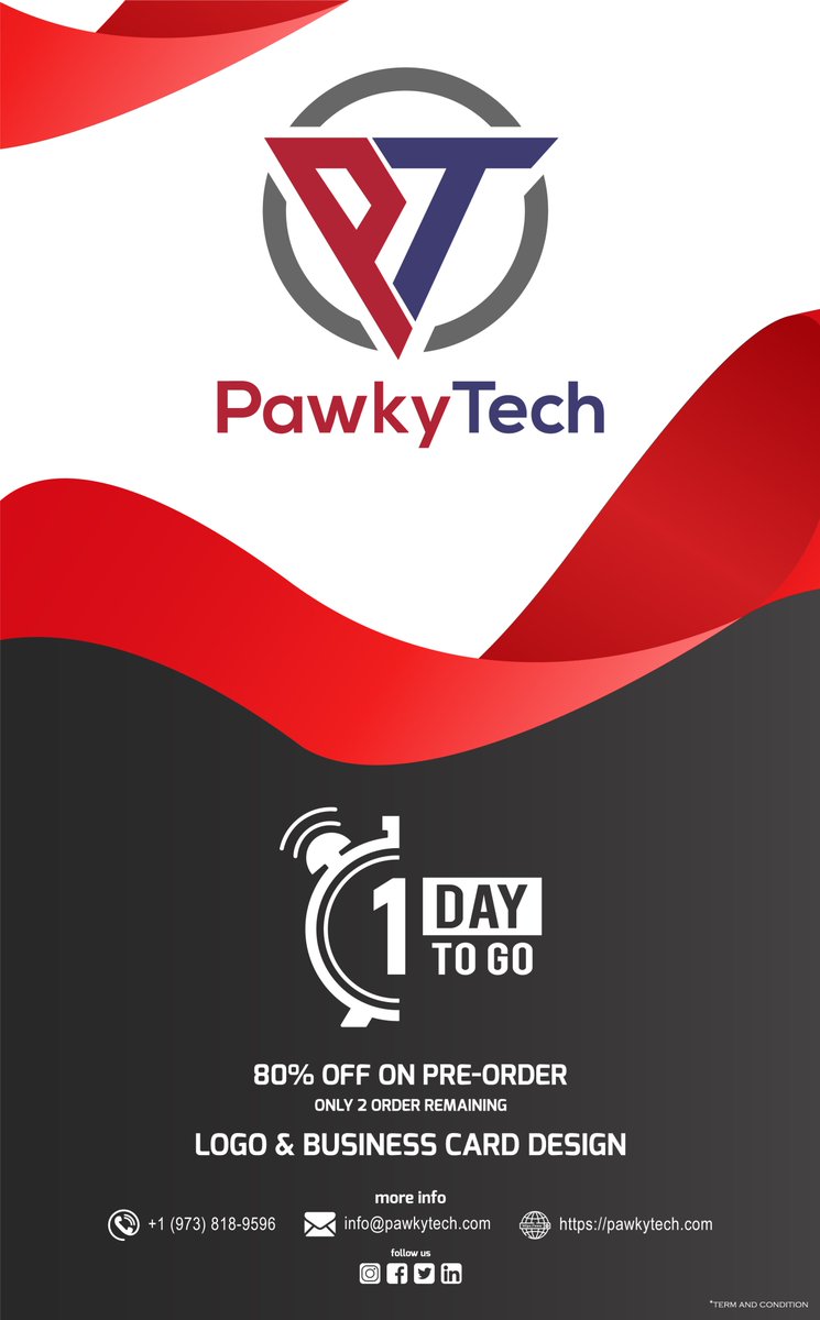 PawkyTech's tweet image. PawkyTech LLC #Business #SaleOff
Only 2 orders remaining - Do not wait, Get your proper services. 
Call us :   +1 (973) 818-9596
E-mail us :   info@pawkytech.com
Visit us :  pawkytech.com

#webdevelopment #softwaredevelopment #graphicdesign #itcompany #webdesign #agency