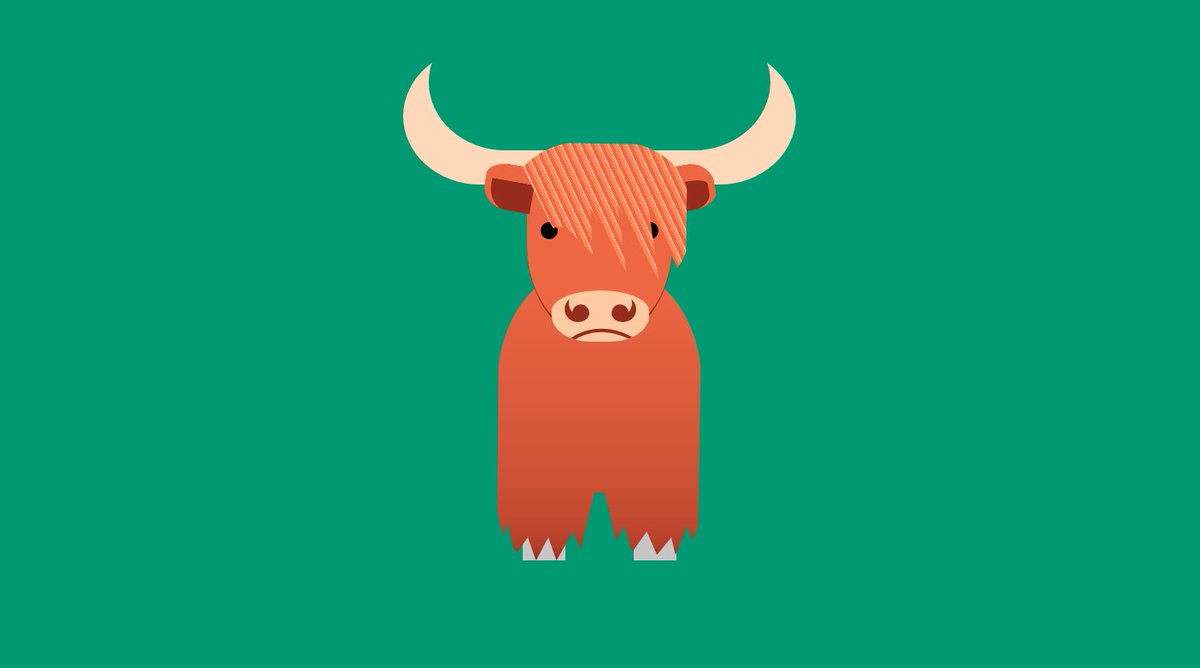 Day 58 is a highland coo (or cow to the non-Scots) - thanks to  @V_Emmersonn for the idea! She's looking a wee bit sad so feel free to visit her in  @CodePen and cheer her up a bit  https://codepen.io/aitchiss/pen/VwedgVp  #100daysProjectScotland  #100daysProjectScotland2020