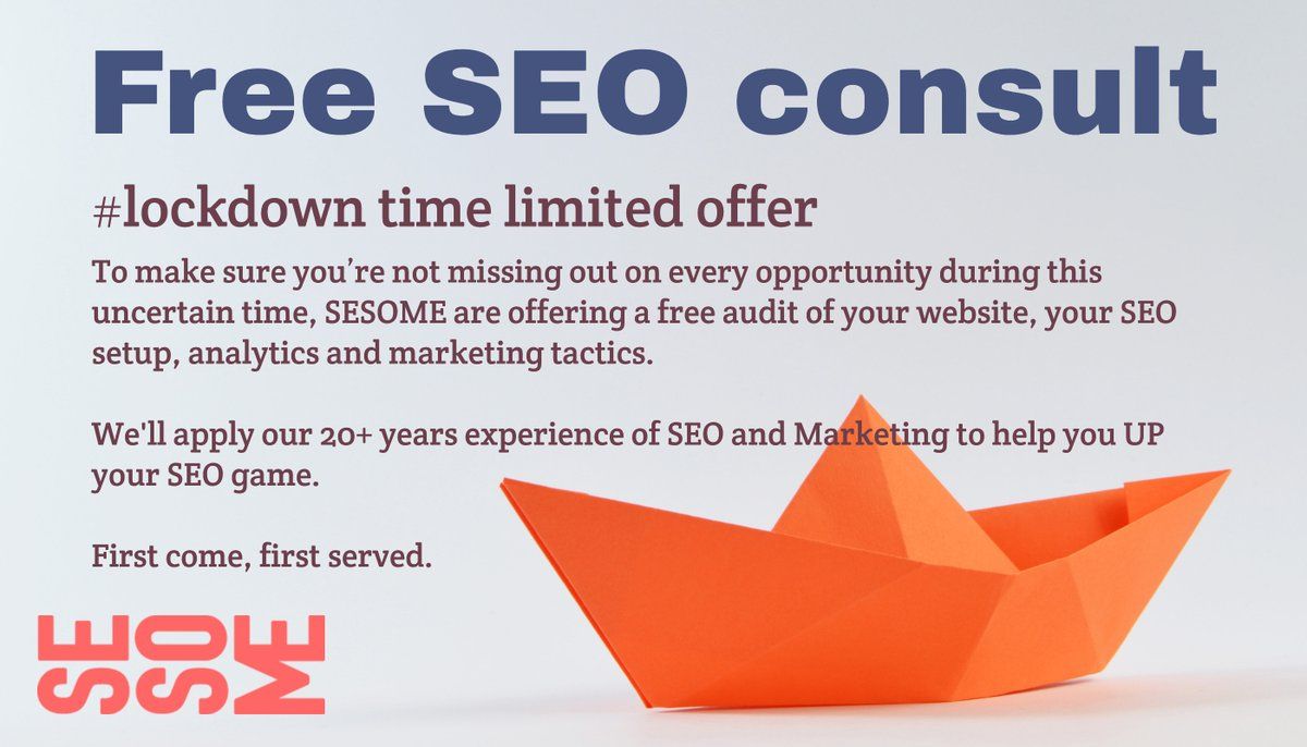 Are you looking to up your SEO game ready for the post #cov19 world?  Are you taking this opportunity to look at your marketing acquisition mix?
Free consultations for limited time.
buff.ly/3e4tJSs

#COVID19 #smallbusiness #shoplocal #supportyourlocal  #SEO htt…