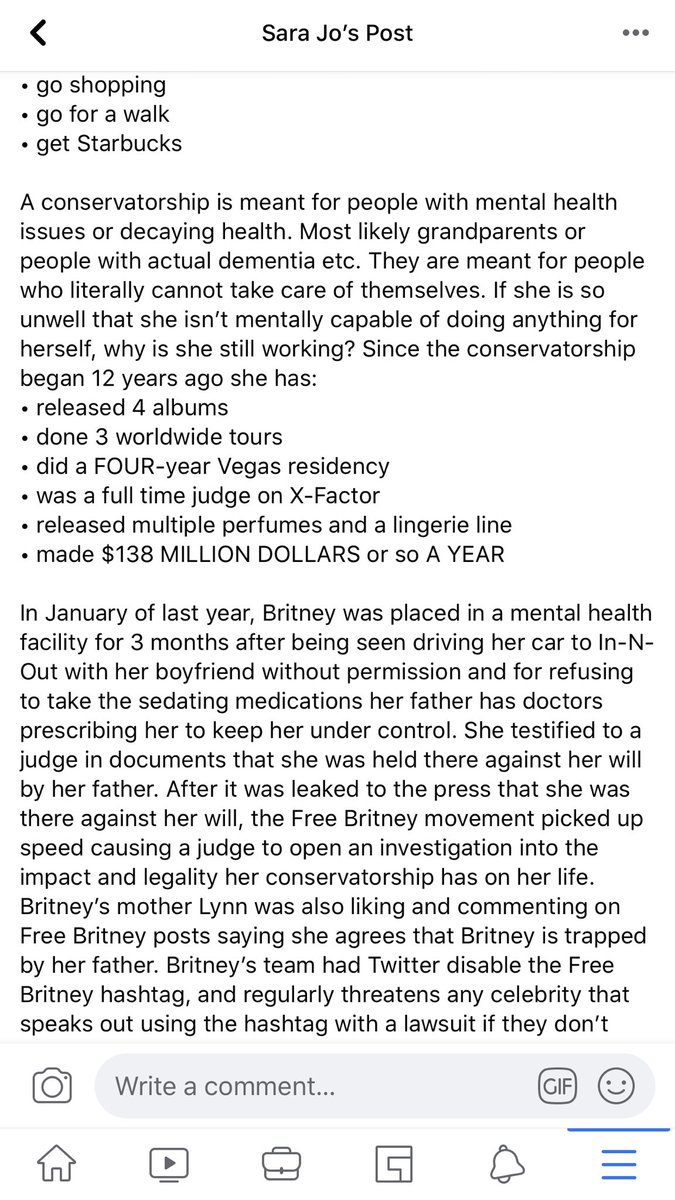 Seen this on Facebook this morning and thought I would share on here. The industry is so messed up what’s even worse is that her own father has been responsible for a lot of it. #freeBritney