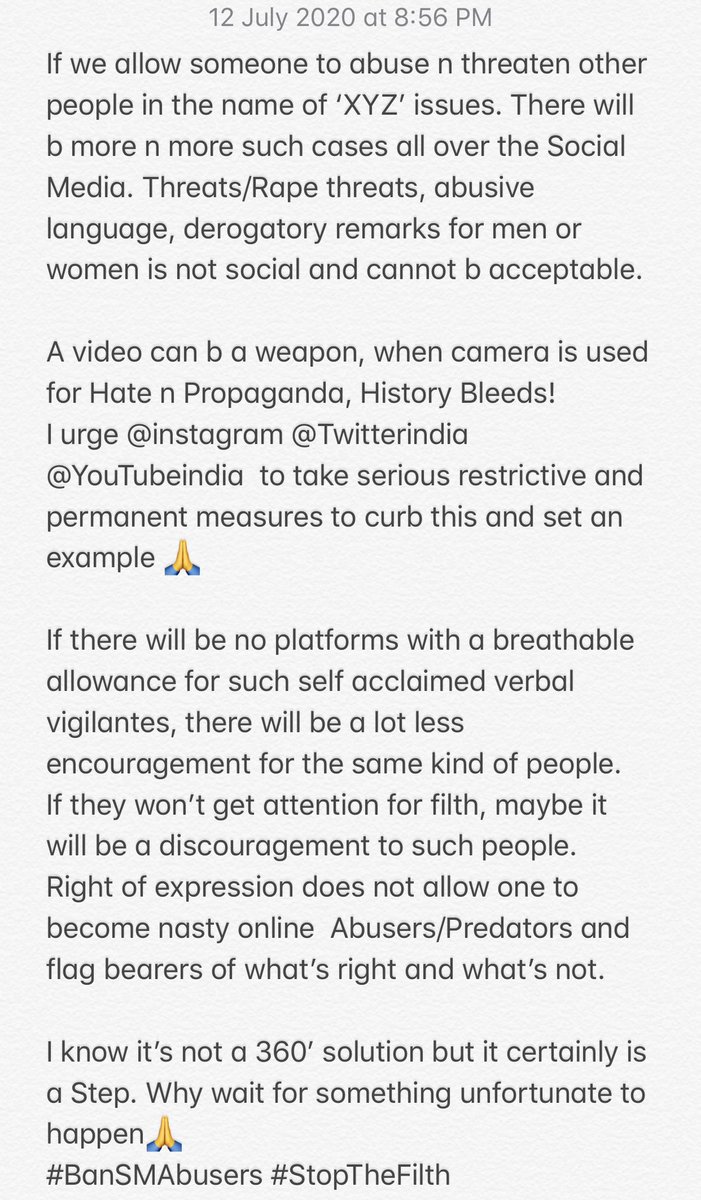 Its time tht social media platforms take  a quick action and resolve ths forever. Because us ignoring,reporting or blocking is nt enough n never will be.I urge @TwitterIndia <a href="/YouTubeIndia/">YouTube India</a> <a href="/instagram/">Instagram</a> to plz consider ths n ban such Channels/Accounts/Handles. #BanSocialMediaAbusers