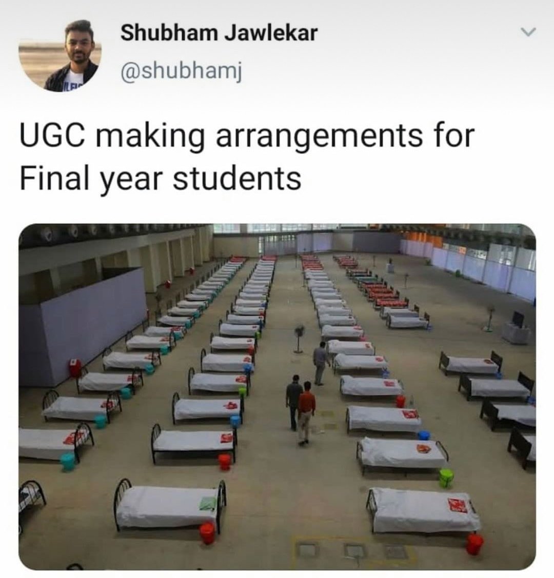 theIAFbrat's tweet photo. The only thing UGC has planned according #NoExamUGC #cancelfinalyearexams #ugc_cancel_exam #StudentsLivesMatters #GetWellSoonUGC #RT #getwellsoonMHRD #getwellsoonMHA #PleaseRT #pleaseletthisblowup https://t.co/mQPFrmEOEN