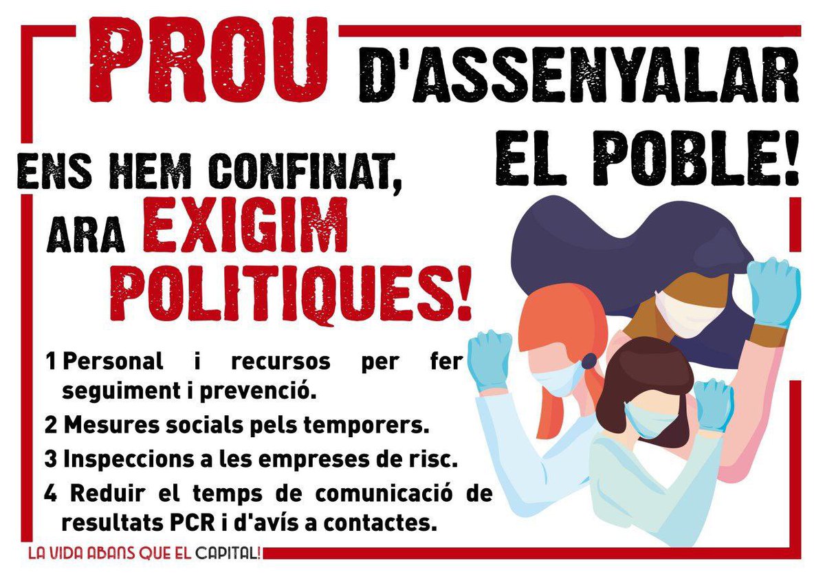CDRsLleida's tweet photo. ❌ PROU de fer recaure la responsabilitat en la gent.

On són les mesures socials, laborals i sanitàries preventives que no heu pres @govern?! 

#SegriàConfinat https://t.co/uyfqlO4bgF